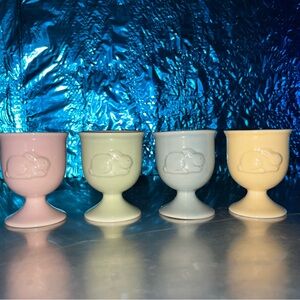 Set of 4 Hallmark Pastel Egg Cups with Bunny Design